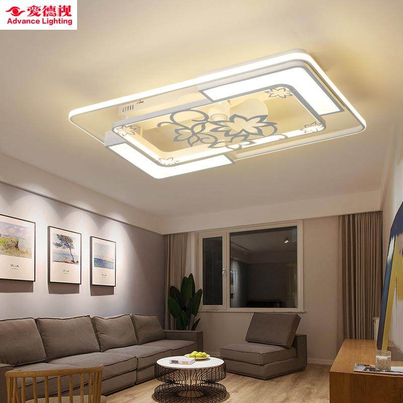 爱德视led长方形客厅吸顶风扇灯现代简约大气卧室轻奢创意吊灯