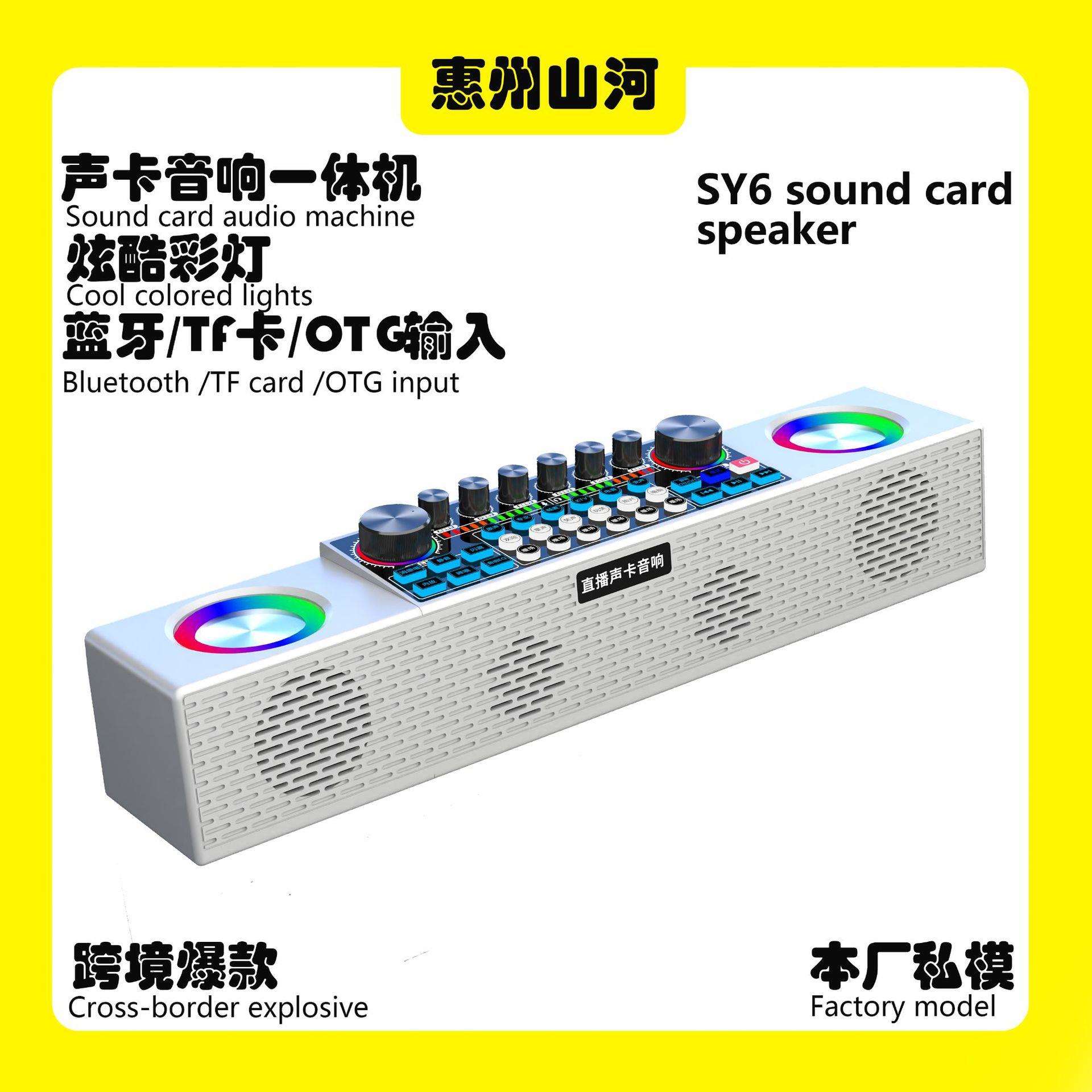 SY6直播声卡音响一体机家庭KTV无线麦克风k歌神器话筒便携式音响