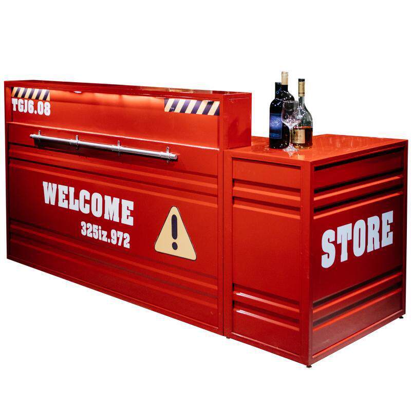 工业风转角收银台美式复古酒吧吧台奶茶店服装店健身房前台接待台