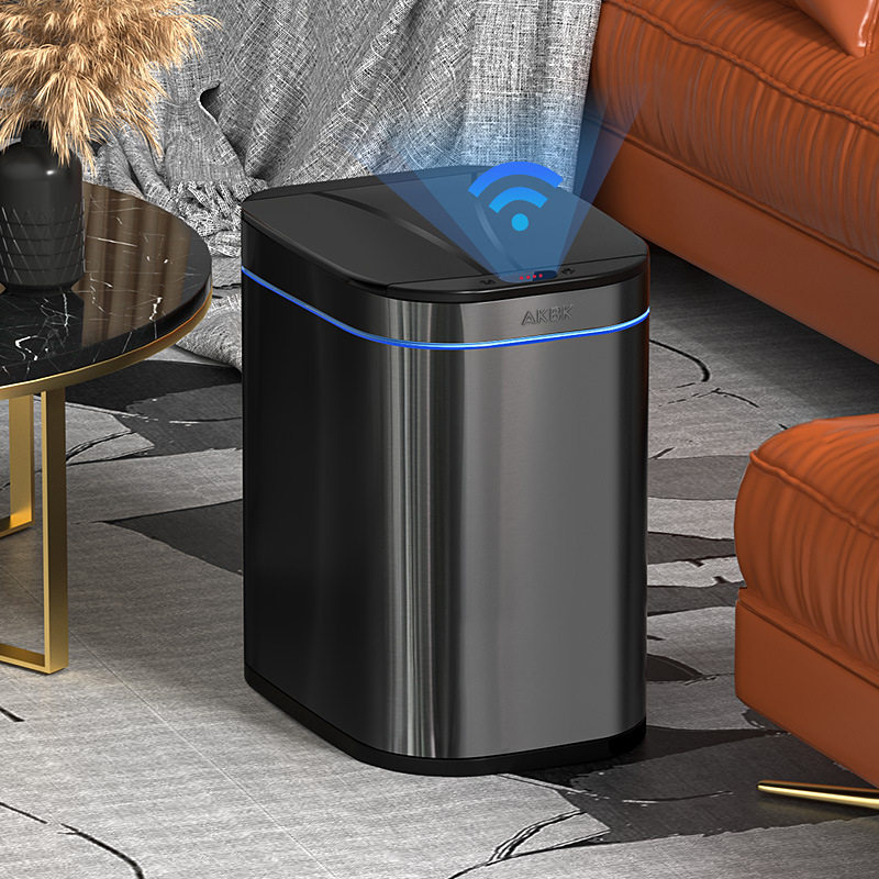 智能垃圾桶感应式全自动开电动家用客厅厕所卫生间厨房不锈钢带盖