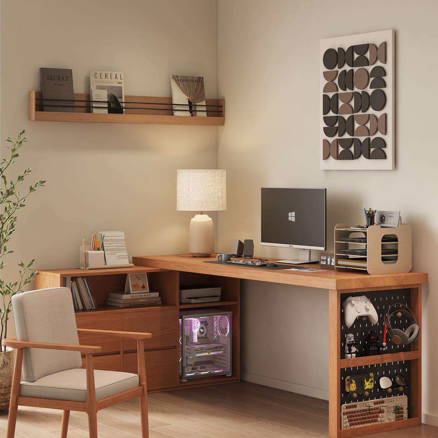 白蜡木实木转角书桌书架一体家用书柜组合拐角电脑桌学习写字桌,电子元器件市场,其它元器件,淘宝优惠券,粉丝福利购,淘宝优惠卷