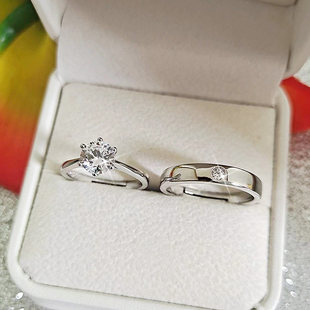 假钻戒婚礼仪式用替换对戒男女结婚戒指仿真一对活口情侣拍照婚戒