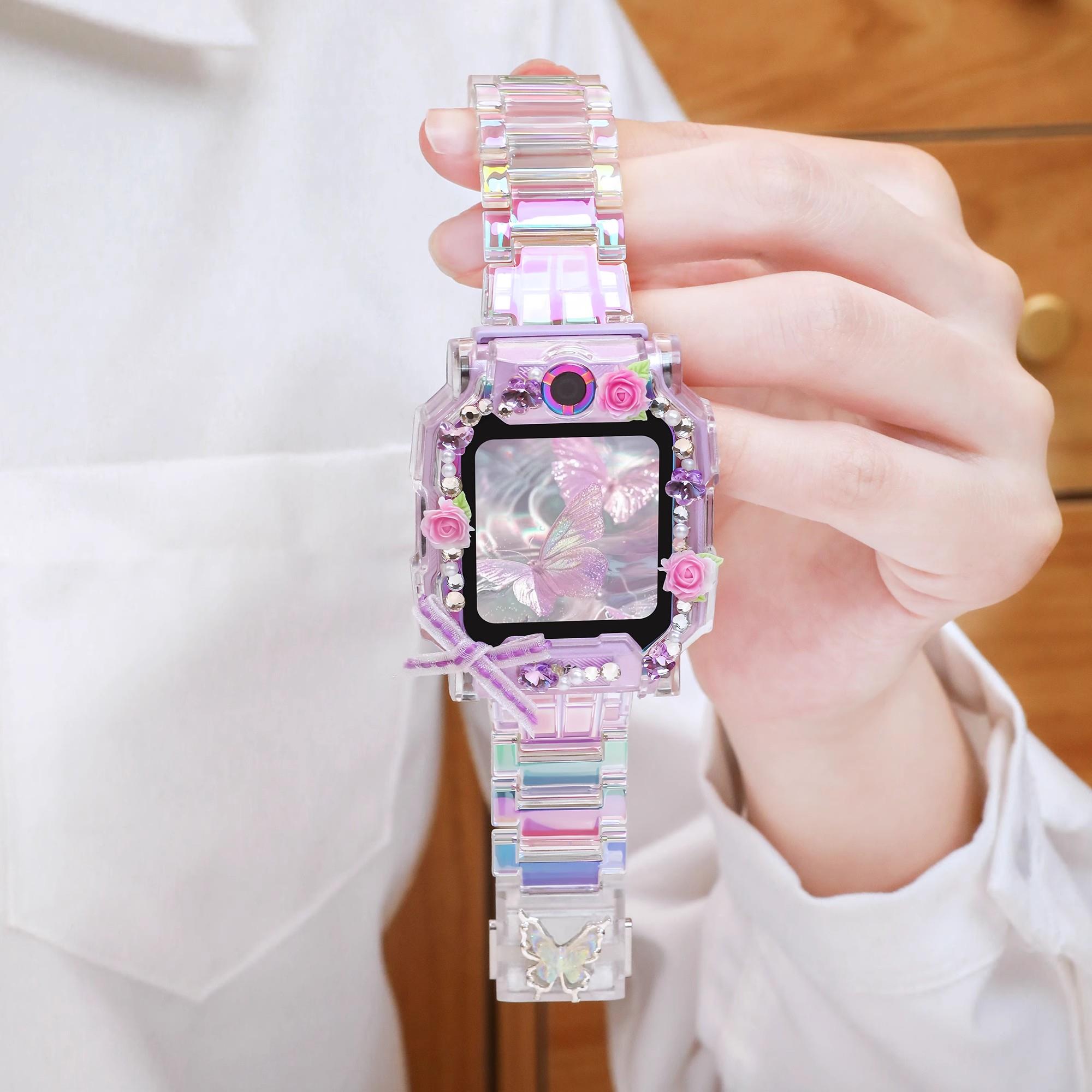 适用小天才Q3电话手表N5U5D5表带儿童Z11海洋花diy保护壳套Z6Pro