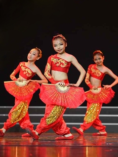 中国少年郎演出服扇子舞幼儿园雪龙吟国潮中国风儿童六一表演服装