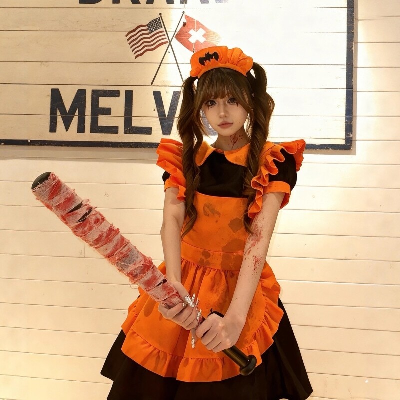 南瓜女仆公主装万圣节cosplay服装女成人小恶魔可爱鬼连衣裙子cos