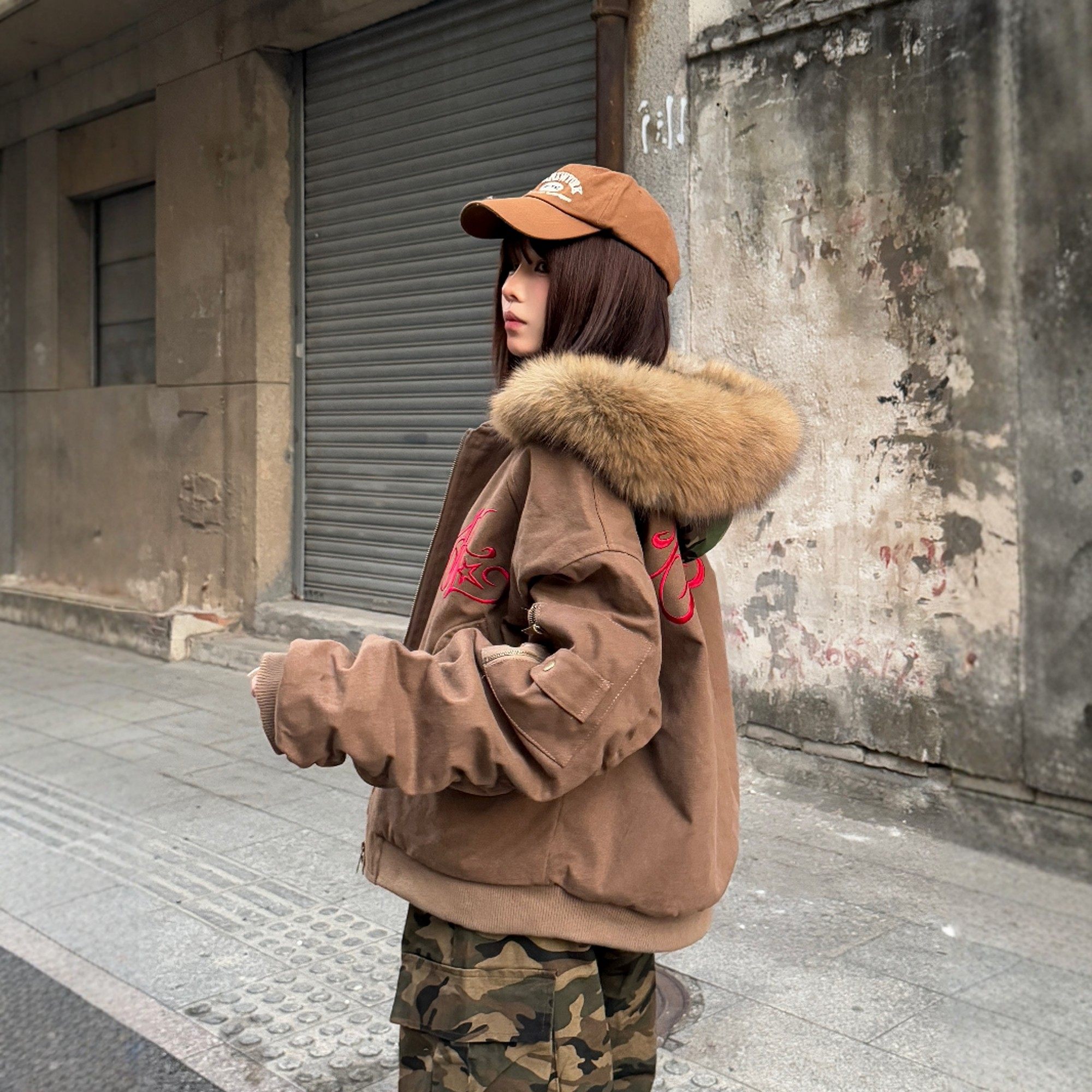 x不是好人 美式覆古毛领棉服男女情侣冬季保暖街头长袖夹克外套潮,个性定制/设计服务/DIY,棉服工装,淘宝优惠券,粉丝福利购,淘宝优惠卷