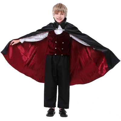 万圣节儿童吸血鬼伯爵王子cosplay服装男孩德古拉亲王扮演服披风