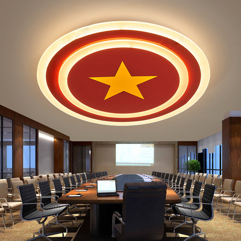 dang徽吸顶灯党建室活动室五角星侧发光吊灯学校会议室led铁艺灯