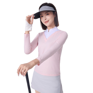 安尼欧高尔夫上衣女装UPF50+防晒长袖t恤时尚显瘦冰丝速干打底衫