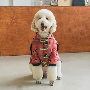 中国风狗狗衣服中大型犬唐装马甲衬衫秋冬宠物拉布拉多巨贵衣服潮