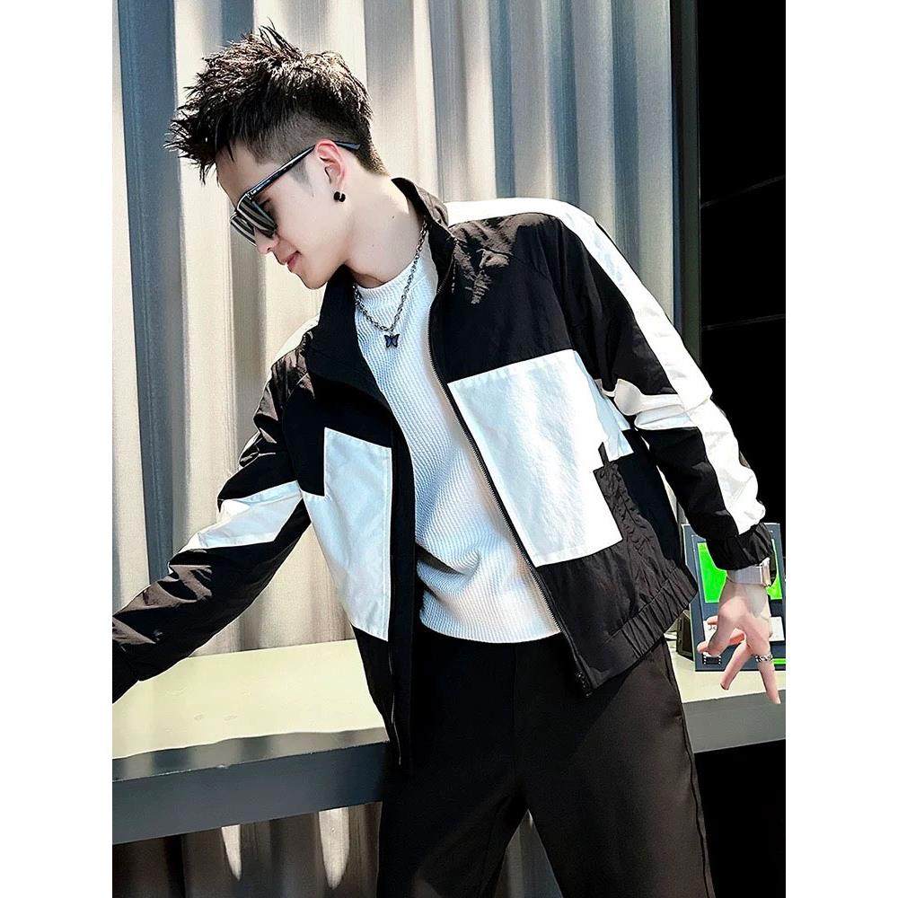 春秋款痞帅炸街夹克男款潮流帅气上衣2025新款高级感潮牌拼色外套