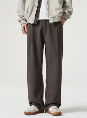 Kuvine秋冬季羊毛慵懒老钱风高级感西裤男款宽松直筒阔腿休闲长裤