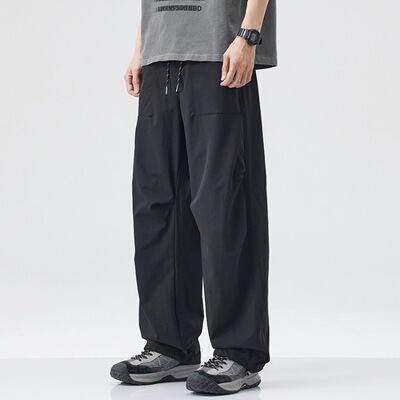 【2025高端】休闲裤男士秋冬新款伞兵裤潮牌男装弯刀裤子