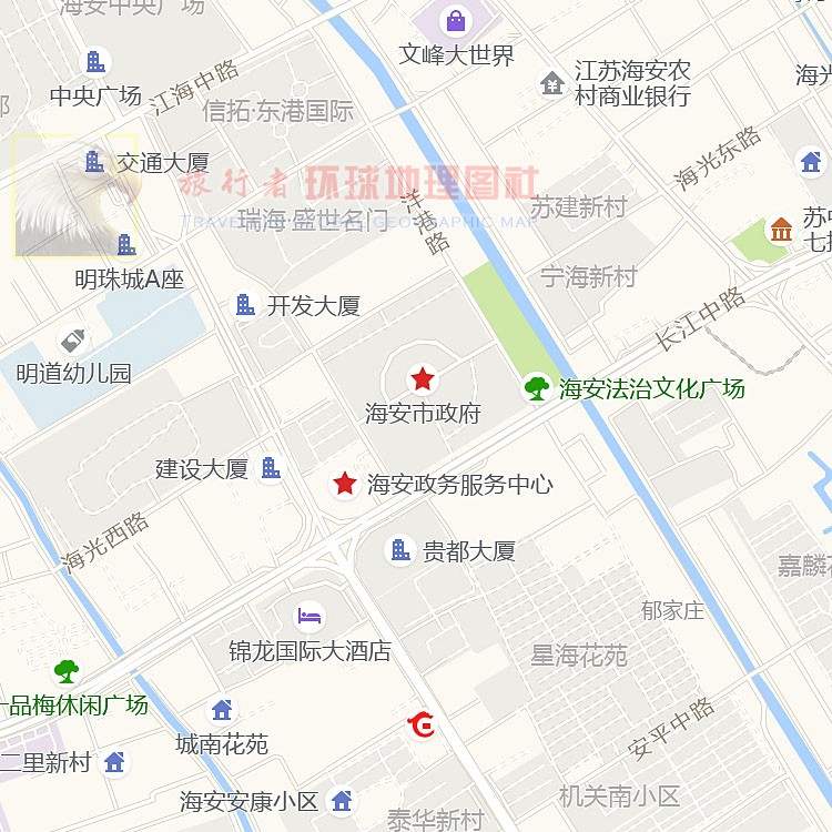 新款 超大巨幅海安市区地图订制定做城市城区海报新版装饰画芯