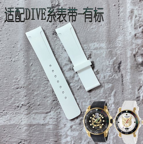 适用于GUCCI古驰dive系猫头灵蛇虎头YA136322橡胶20mm手表带配件