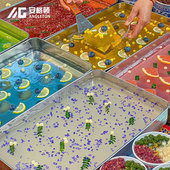 不锈钢冰粉摆摊工具全套商用提拉米苏盒子加厚凉粉食物捞汁海鲜盒