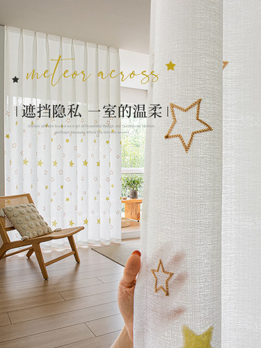 盛沫不透人纱阳台现代透光窗帘