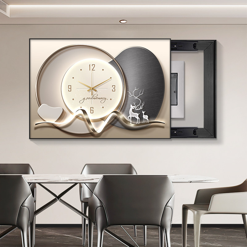 现代轻奢电表箱装饰画 画免打孔配电箱遮挡电闸开 关盒万年历饭厅