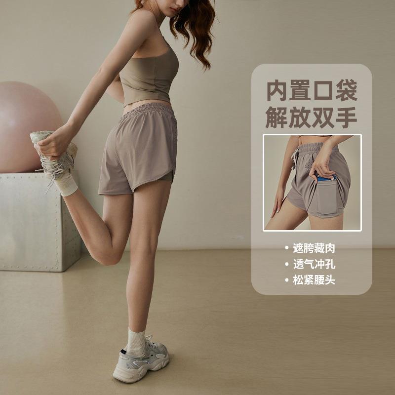 运动短裤女夏季宽松跑步外穿防走光健身服套装普拉提训练瑜伽裤