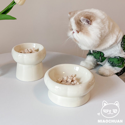 胖嘟嘟奶呼呼陶瓷猫碗猫食盆高脚