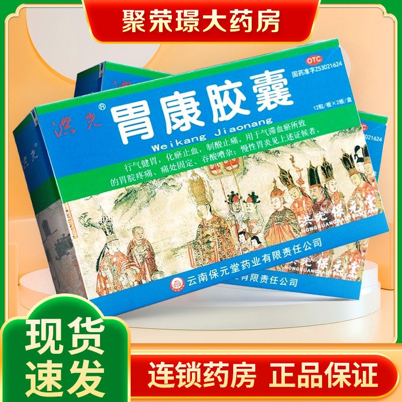 洪光 胃康胶囊 0.3g*24粒/盒 行气健胃化瘀止血制酸止痛慢性胃炎