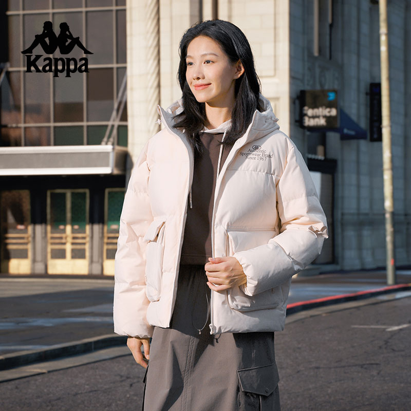 Kappa保暖连帽短裤男女同款羽绒图片
