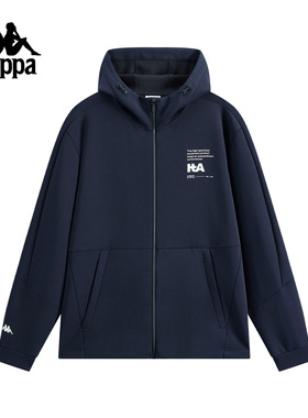 Kappa卡帕背靠背运动外套男2025新款秋季复古针织连帽夹克衫上衣