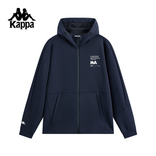 Kappa卡帕背靠背运动外套男2025新款秋季复古针织连帽夹克衫上衣