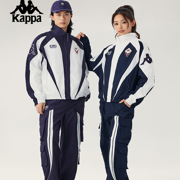 Kappa卡帕背靠背运动外套男春季新款户外休闲夹克拼接立领上衣女