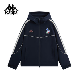Kappa卡帕背靠背运动外套女2025新款户外休闲防泼水连帽上衣男款