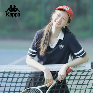 运动上衣半袖 kappa卡帕背靠背2024新款 女士夏季 复古短袖 t恤 polo衫