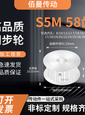 同步轮S5M58齿宽21/27AF内孔5 6 8 10 127传动平面凸台轮同步带轮