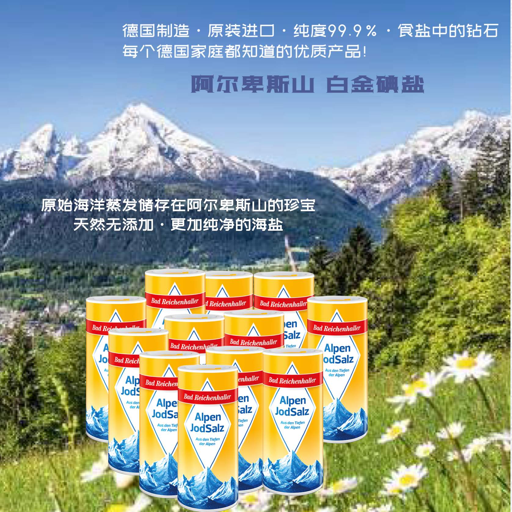 12瓶德国进口阿尔卑斯山白金碘盐