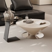 意式 轻奢悬浮飞碟茶几客厅家用小户型圆锥艺术设计师网红茶几组合