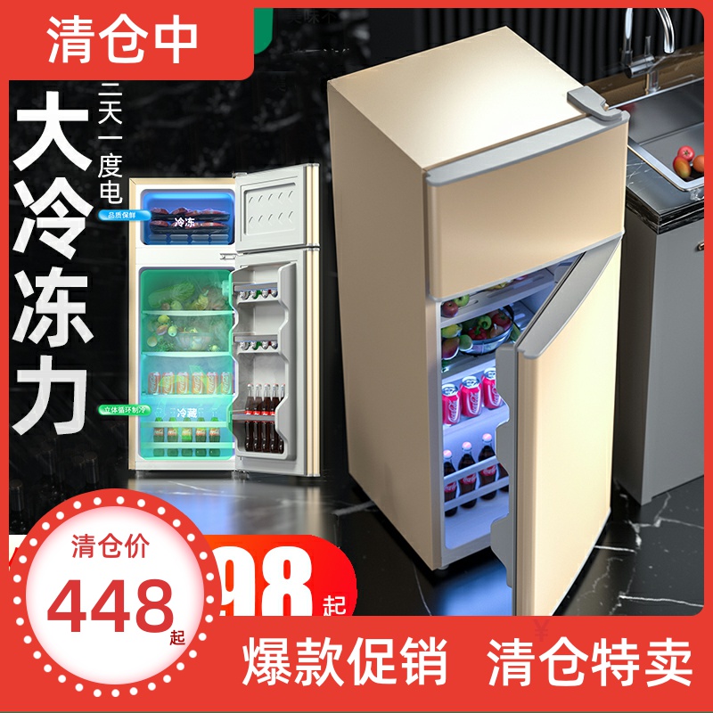 冰熊小冰箱家用小型宿舍租房用冷冻冷藏迷你双开门电冰箱一级节能