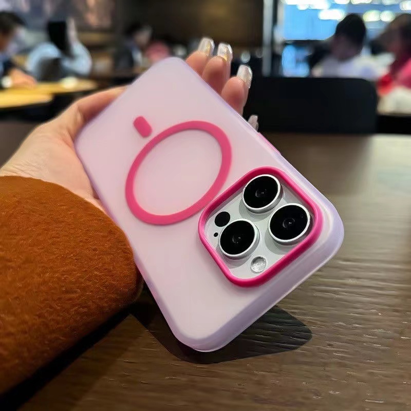适用苹果15手机壳14防摔13新款pro手机套max磨砂iPhone防指纹p不包pm镜头磁吸magsafe简约时尚粉色i黄色橙色