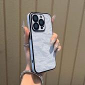 ins秋冬绒布雪山纹爆款 11高级12全包13自带镜头膜16plus男女防摔套 iPhone16pro适用苹果15手机壳14ProMax新款