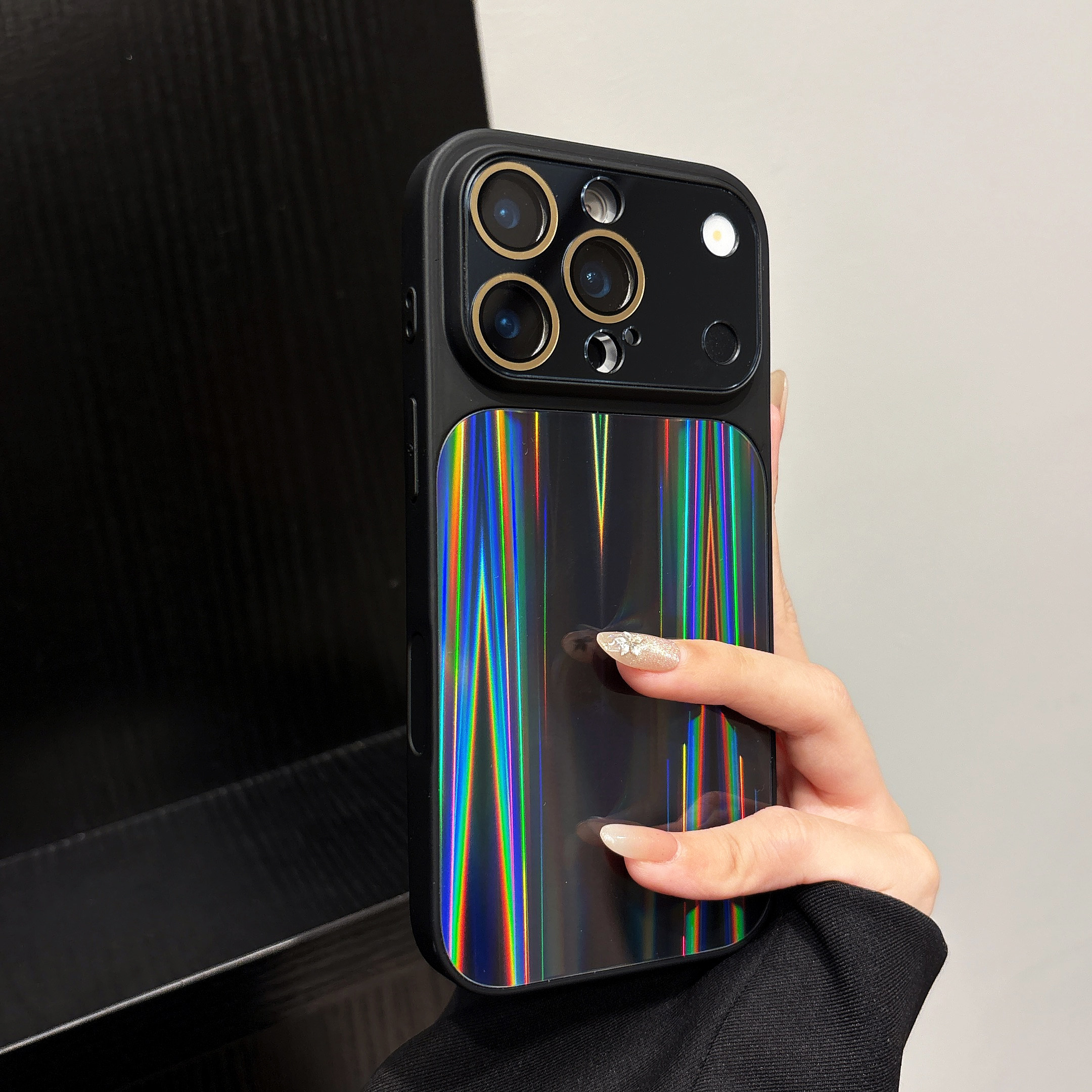 奢华极光镭射适用苹果17promax手机壳iPhone16新款秒变17大视窗15全包防摔14pro保护套ip13超火max高级感女款