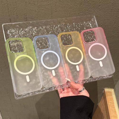 ins不发黄夏日渐变新款17air适用iPhone16promax手机壳PC磁吸壳冰雾iphone15超薄磨砂14肤感13硬12防指纹plus