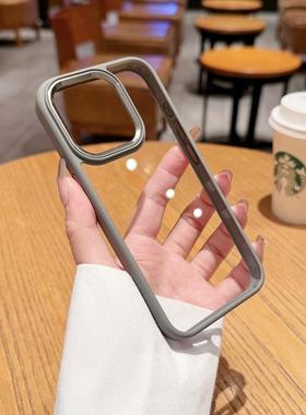 苹果15pro手机壳防摔新款14prommax轻奢高级感iphone13钛金属12pm原色灰色高档透明11不包镜头16适用高级男女