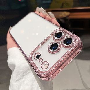 轻奢闪钻苹果17promax手机壳适用iphone16pro高级感17air硅胶透明plus女15pro小众14带镜头膜13全包12保护套