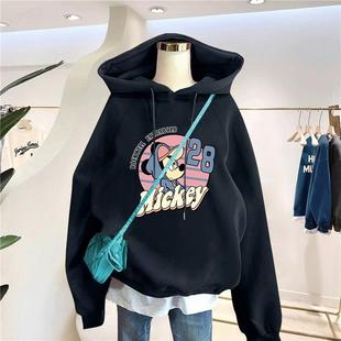 上衣潮 百搭长袖 3320秋冬米老鼠连帽卫衣女加绒2025年新款 宽松大码