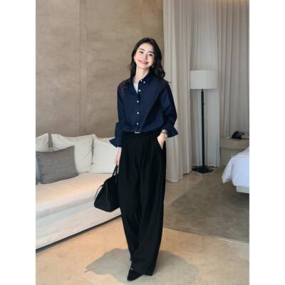 MavenLin白色衬衫女长袖高级感春季纯棉衬衣宽松叠穿休闲气质上衣