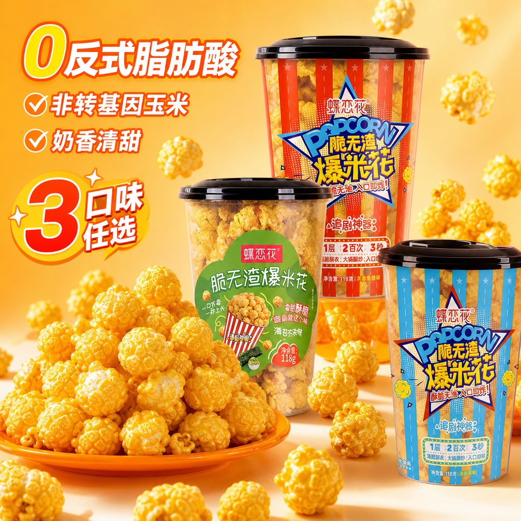 蝶恋花118g杯酥脆焦糖爆米花