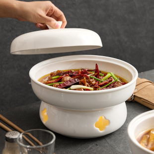 明炉家用保温菜盘餐厅餐具 蜡烛加热炉干锅盘子家用深汤盘酒店中式