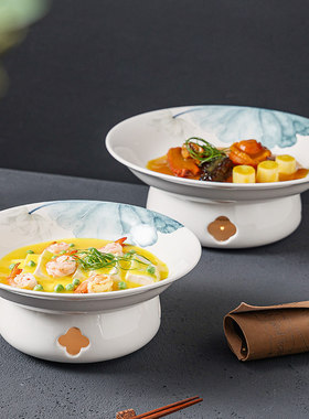 蜡烛加热炉大号超大菜盘高级感中式明炉酒店餐具剁椒鱼头保温盘子