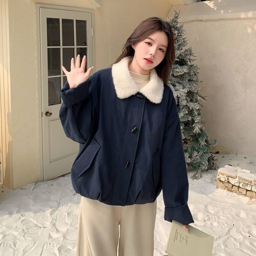 时尚工装羊羔毛领派克服