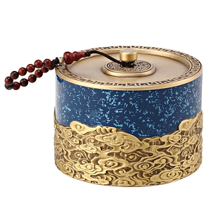 金芝达纯黄铜茶叶罐密封罐精品高档存茶茶仓普洱醒茶储存罐子轻奢