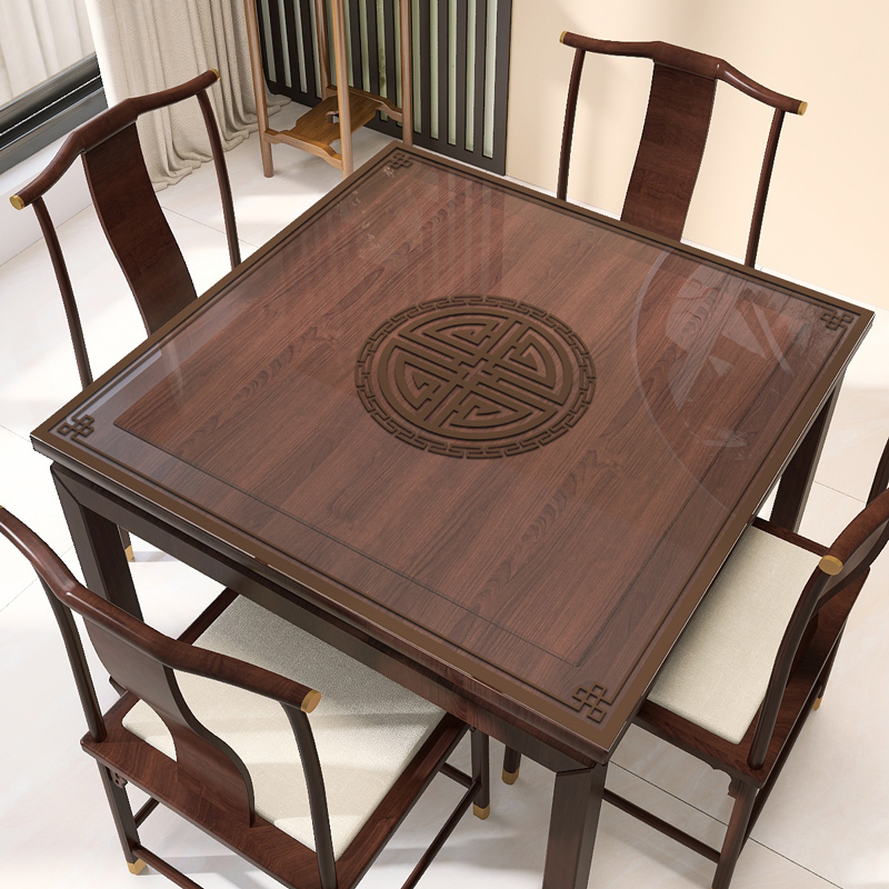 中式软玻璃镂空方桌桌垫正方形茶几家用八仙桌防水防油桌面保护垫