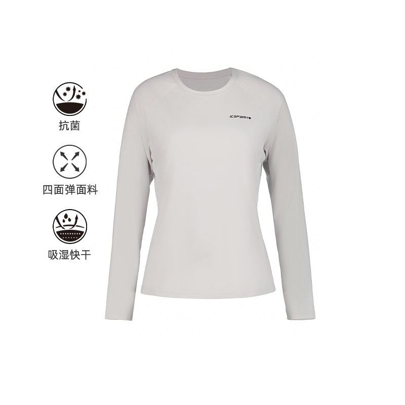 ICEPEAK艾斯匹克2025春秋新品户外徒步露营运动速干弹力长袖T恤女